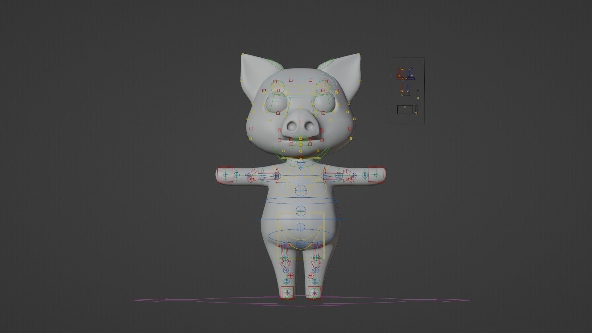 Pig Rigged Low Poly Character Low-poly 3D model_2