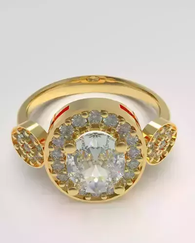 Triple halo engagement ring