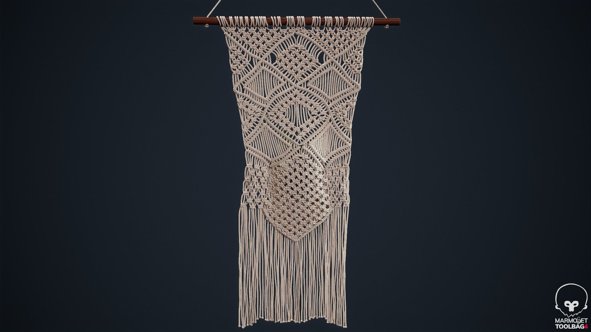 Macrame with Succulent Plant 3D model_22