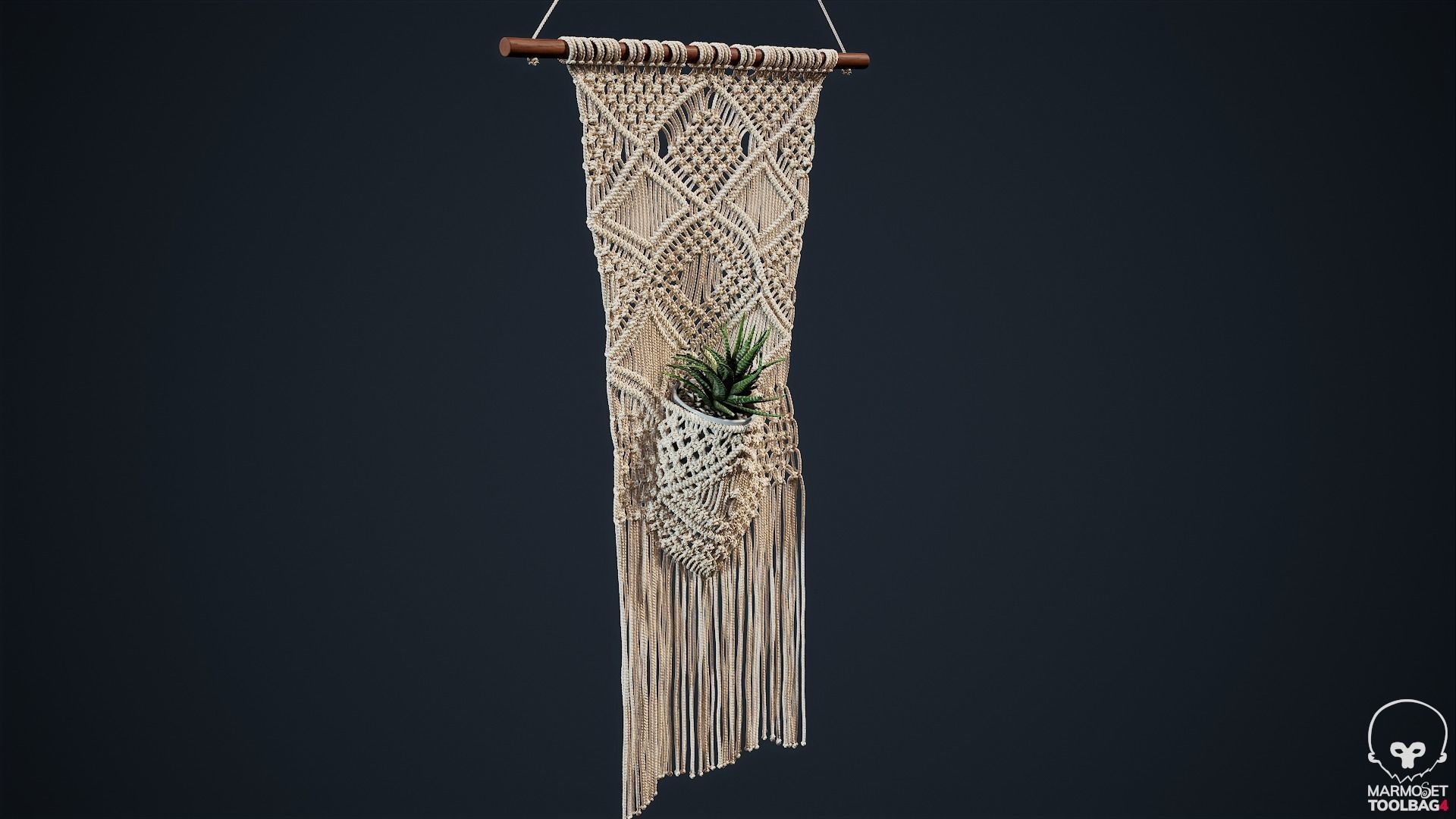Macrame with Succulent Plant 3D model_18