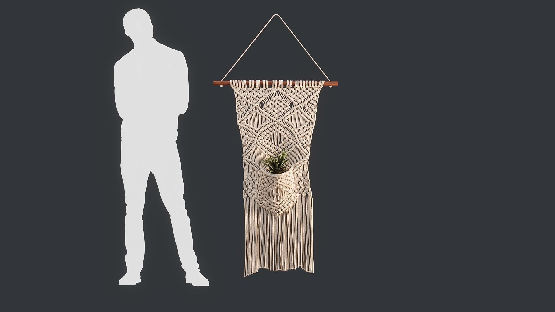 Macrame with Succulent Plant 3D model_16