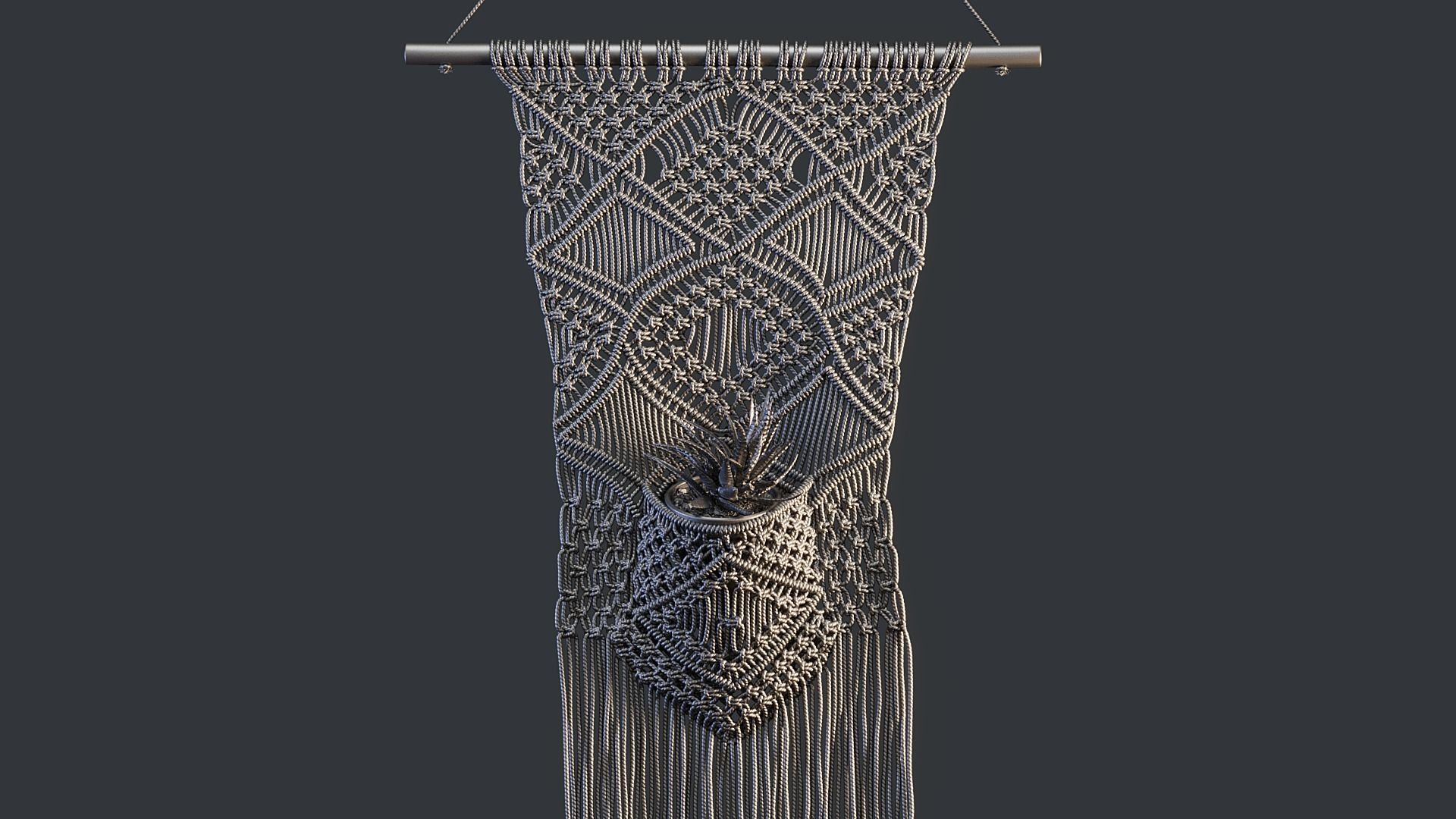 Macrame with Succulent Plant 3D model_28