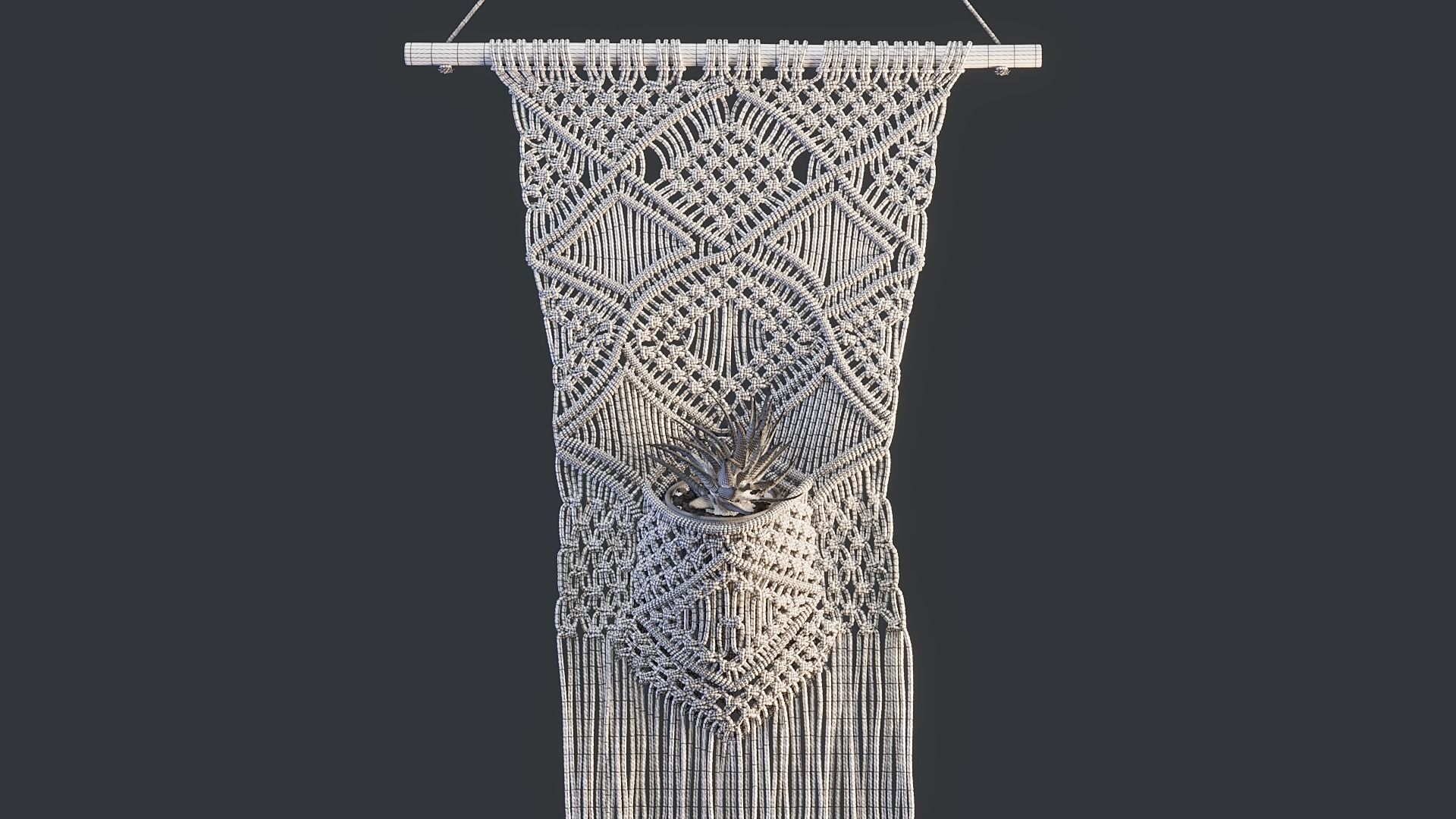 Macrame with Succulent Plant 3D model_29