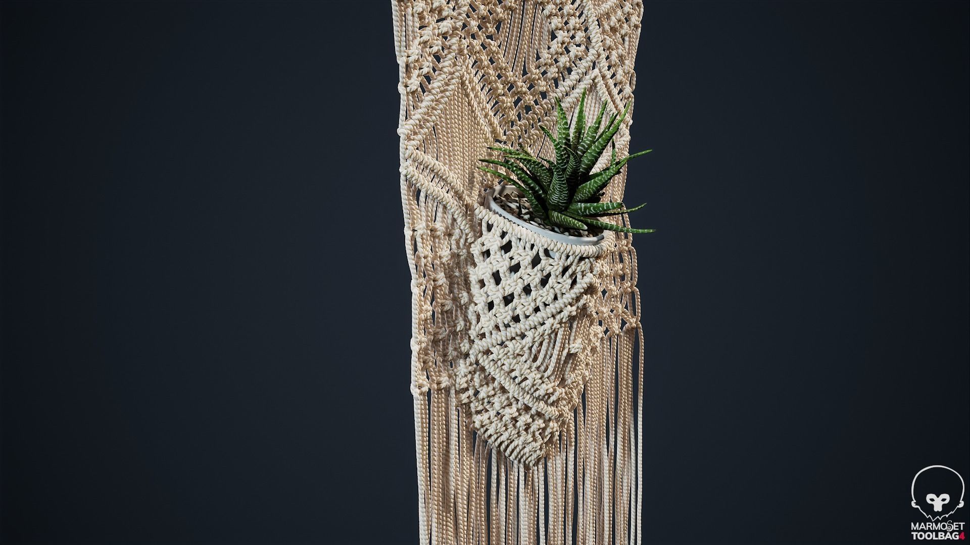 Macrame with Succulent Plant 3D model_26