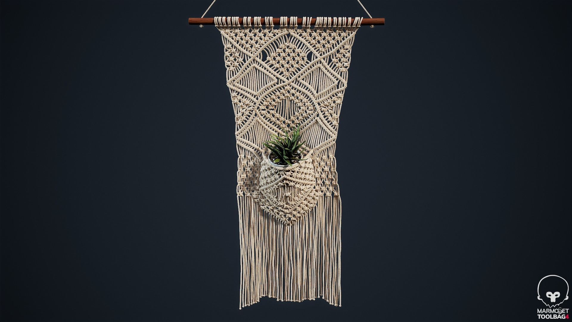 Macrame with Succulent Plant 3D model_17