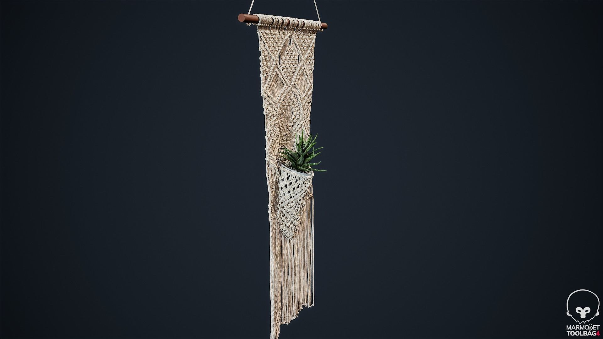 Macrame with Succulent Plant 3D model_19