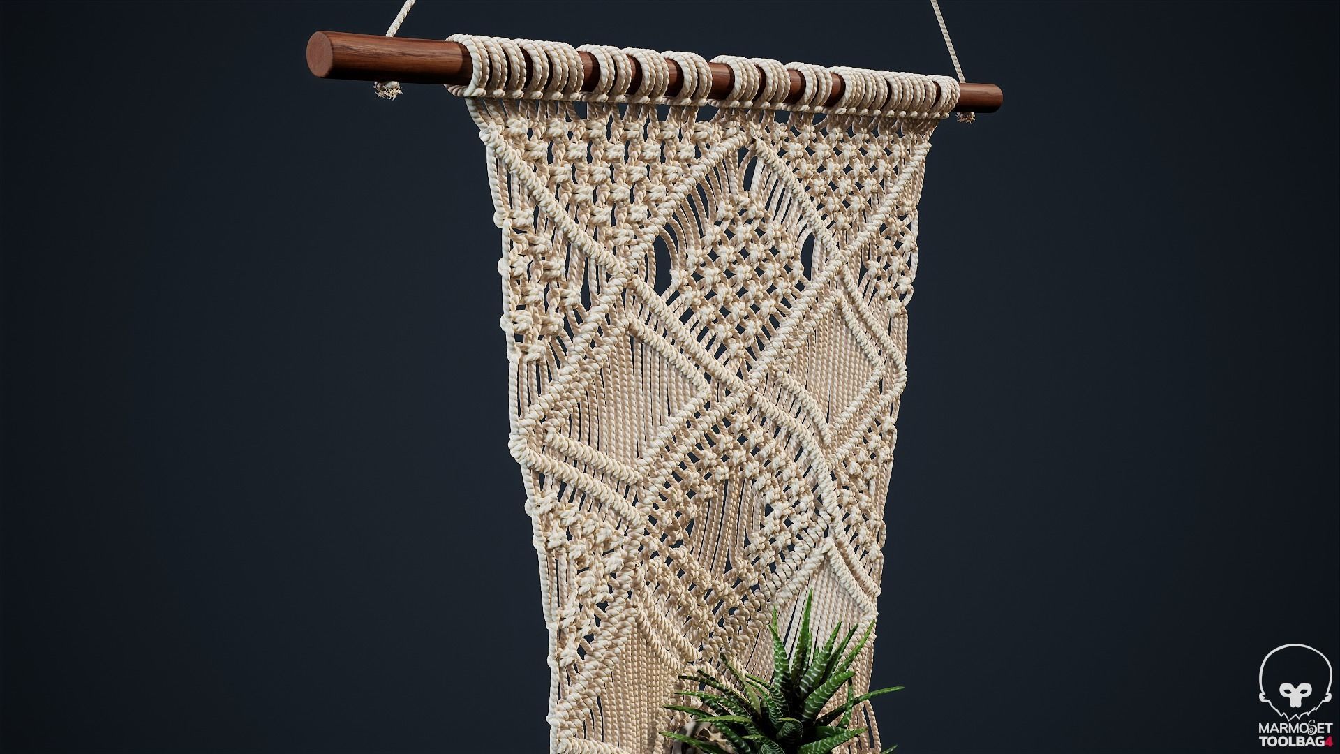 Macrame with Succulent Plant 3D model_25