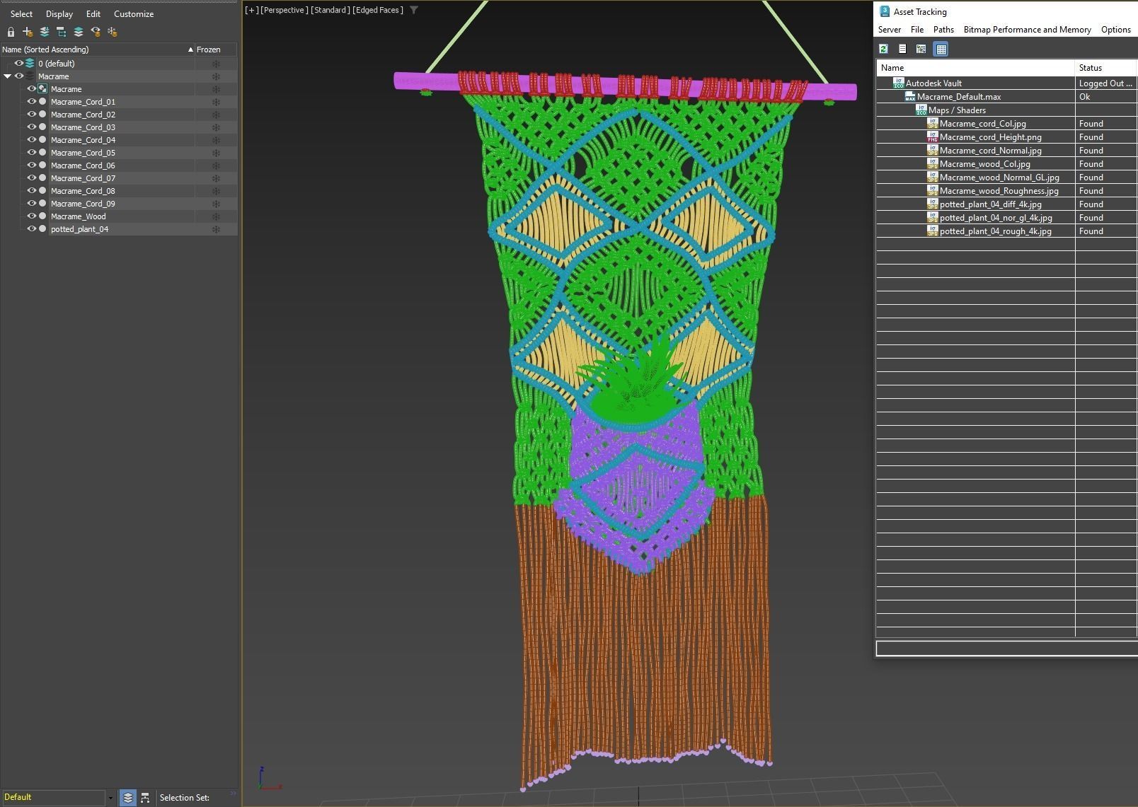 Macrame with Succulent Plant 3D model_34