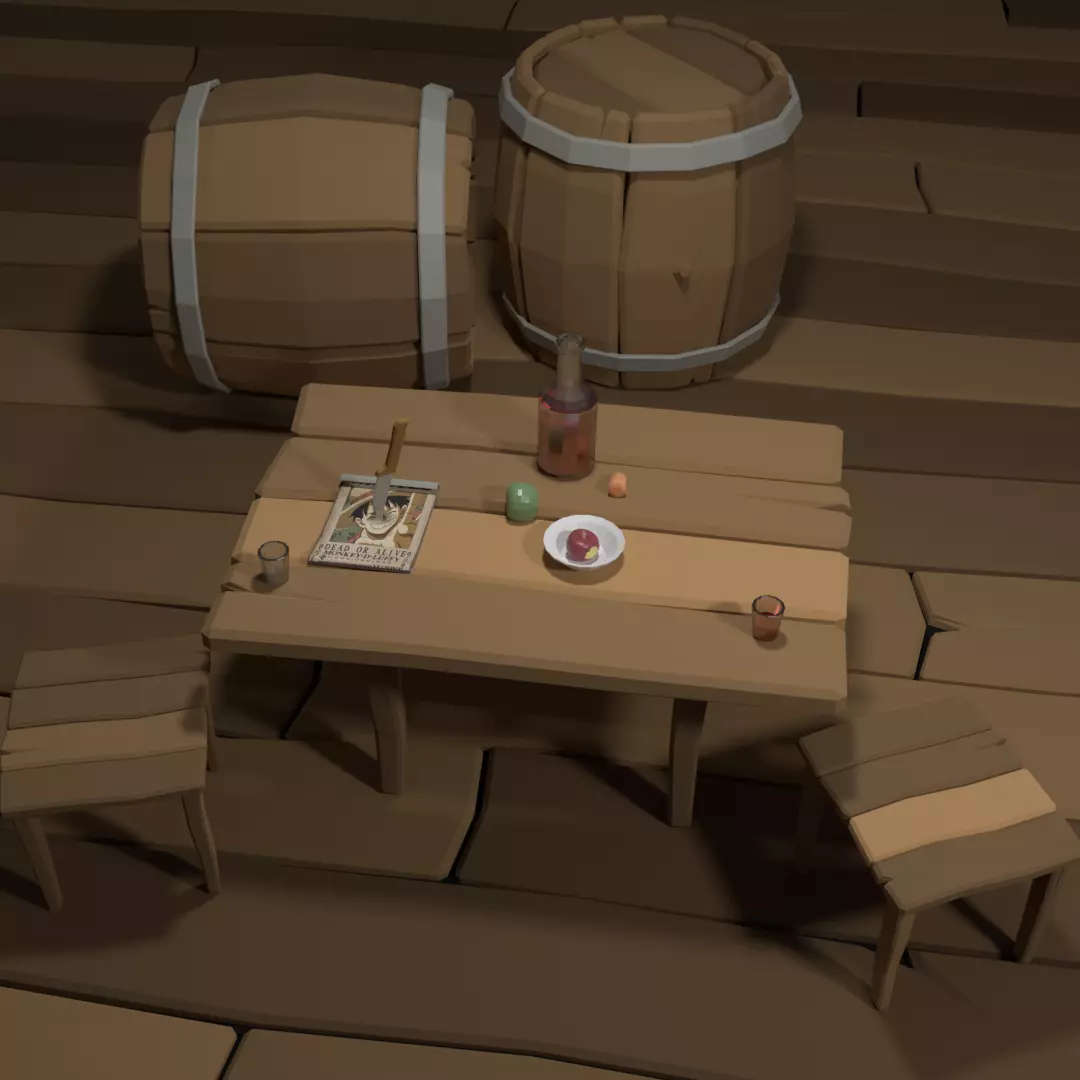 Low-polygon thief table Low-poly 3D model_0