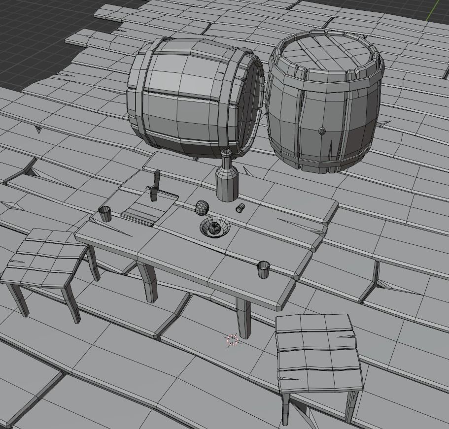 Low-polygon thief table Low-poly 3D model_3