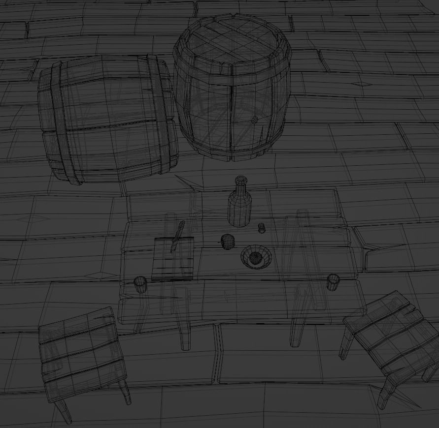 Low-polygon thief table Low-poly 3D model_4