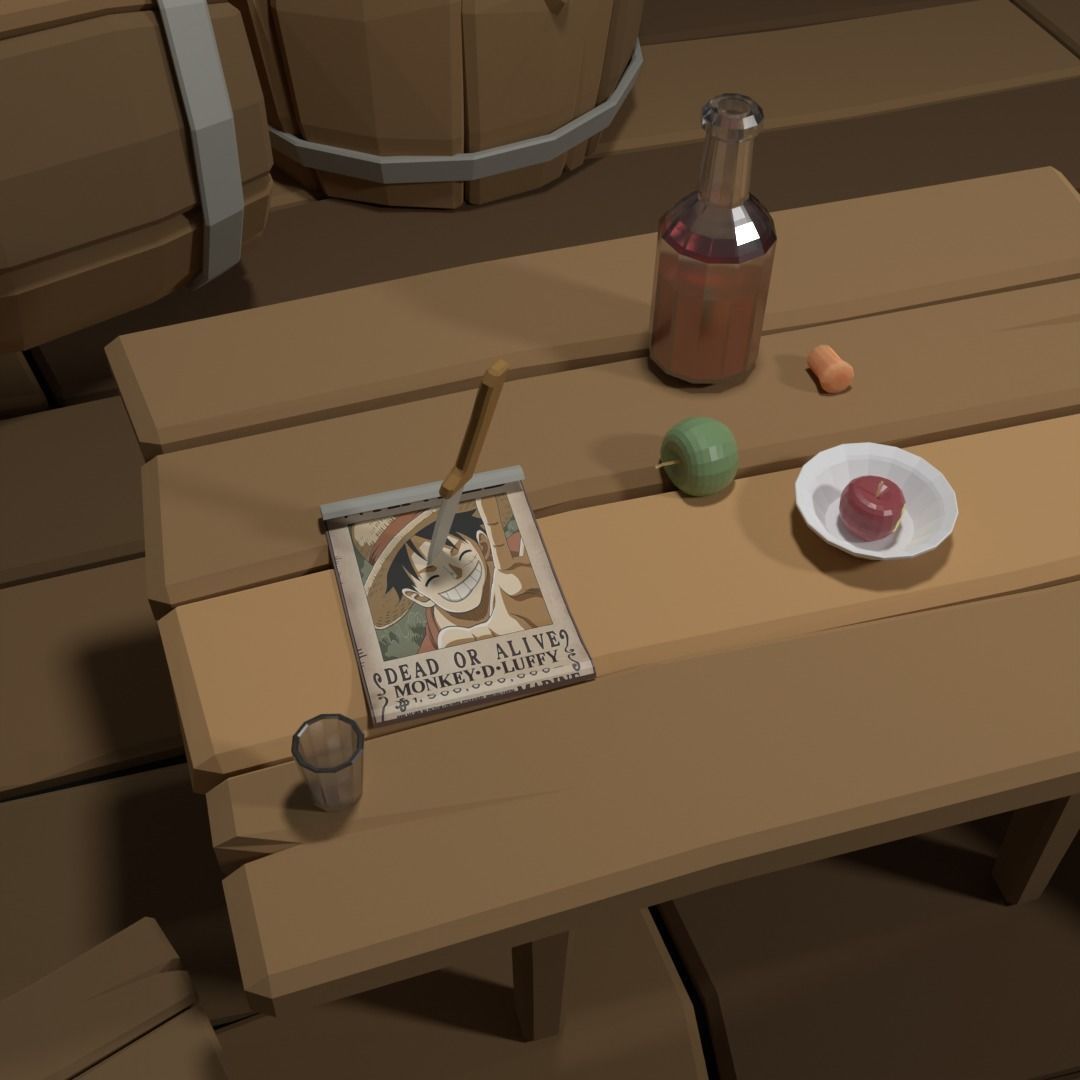 Low-polygon thief table Low-poly 3D model_1