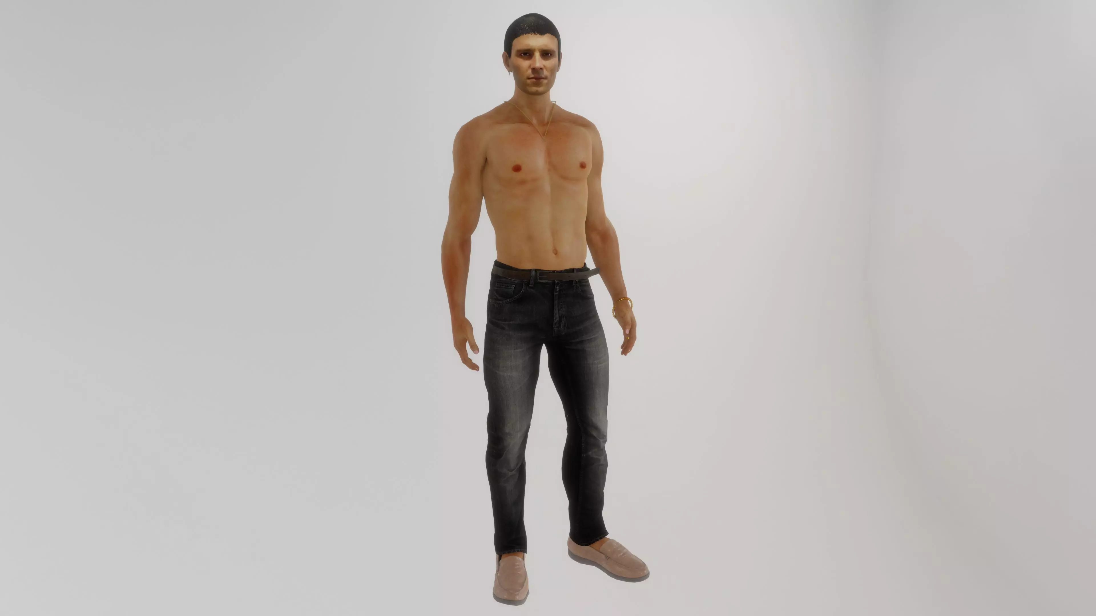 Young man on a sunny summer day 3D model_0