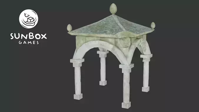 Damaged Stone Gazebo Low-poly 3D model