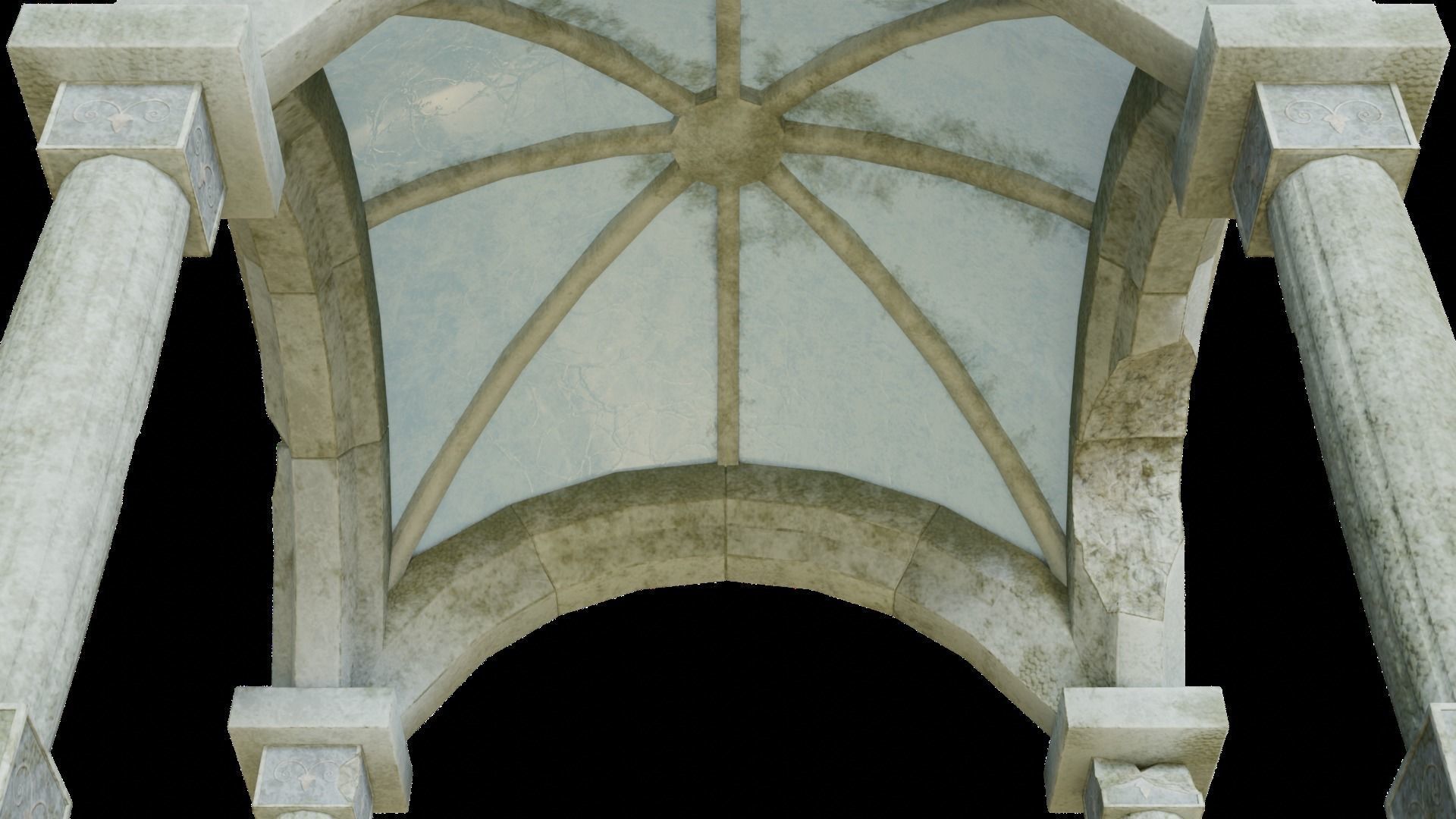 Damaged Stone Gazebo Low-poly 3D model_4