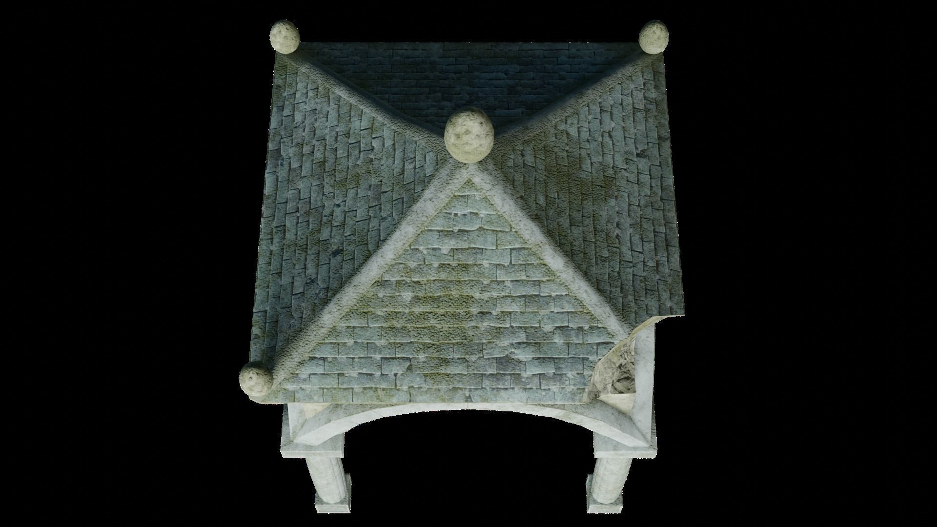 Damaged Stone Gazebo Low-poly 3D model_2