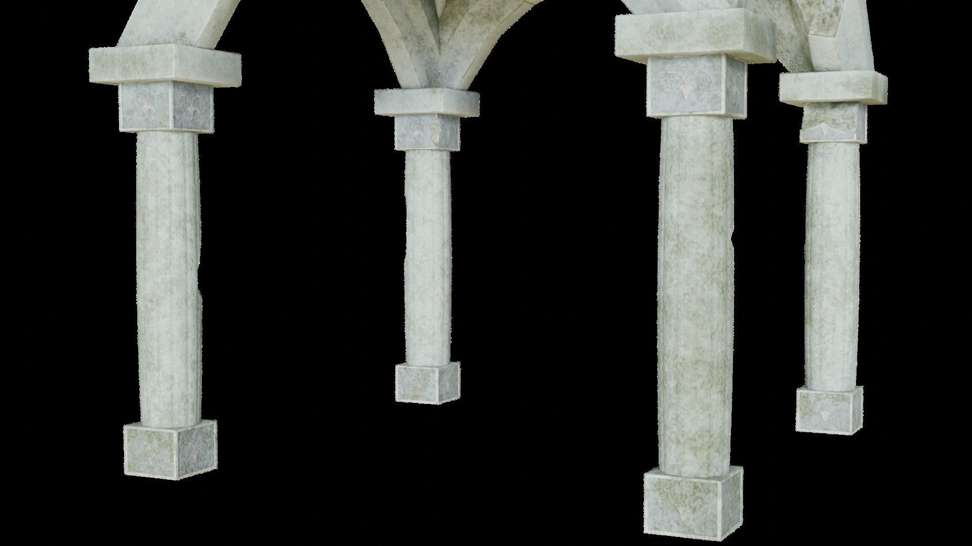 Damaged Stone Gazebo Low-poly 3D model_5