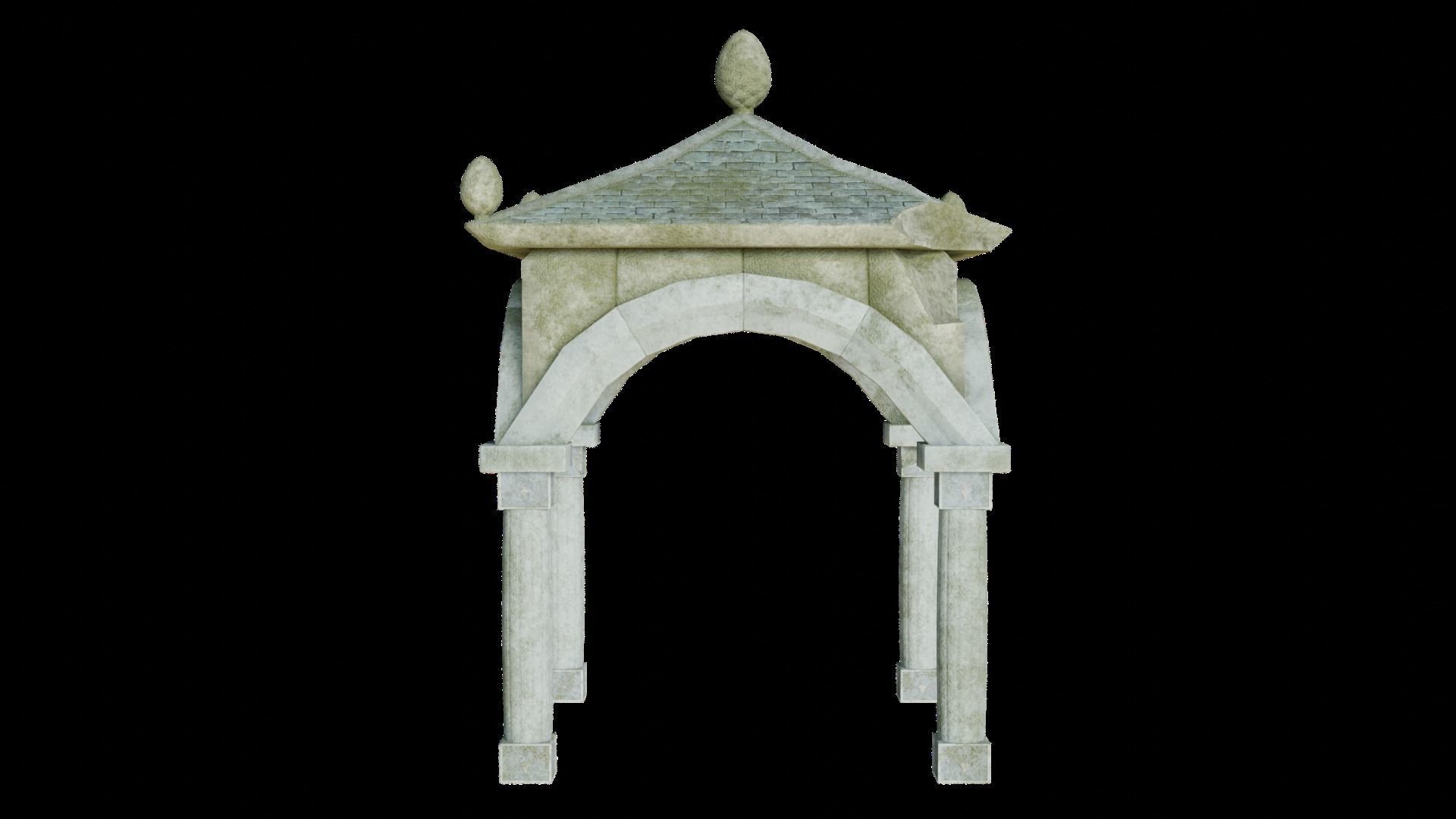 Damaged Stone Gazebo Low-poly 3D model_6