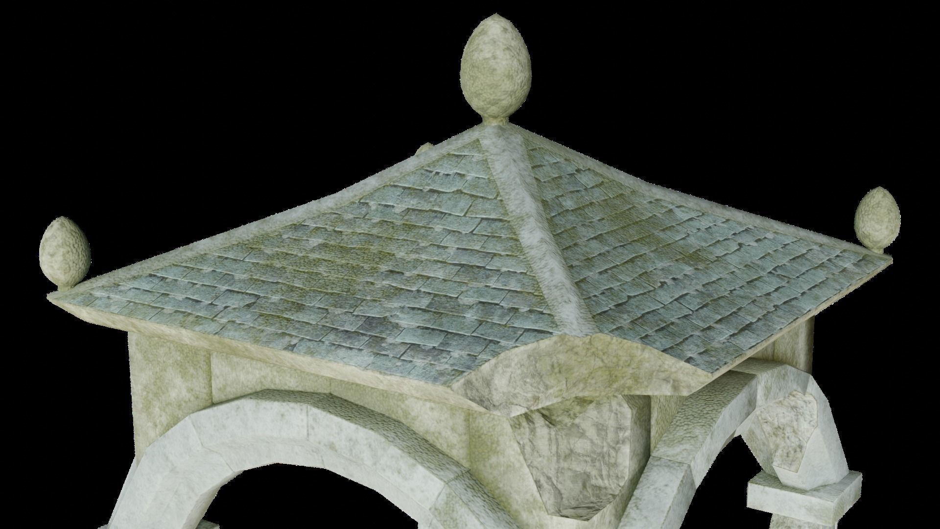 Damaged Stone Gazebo Low-poly 3D model_3