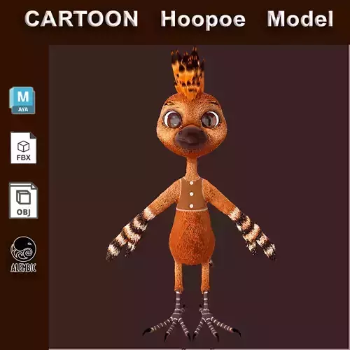 Cartoon Hoopoe NoRig