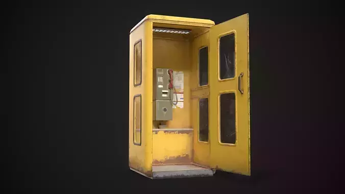 Phonebooth telephone booth Low-poly 3D model