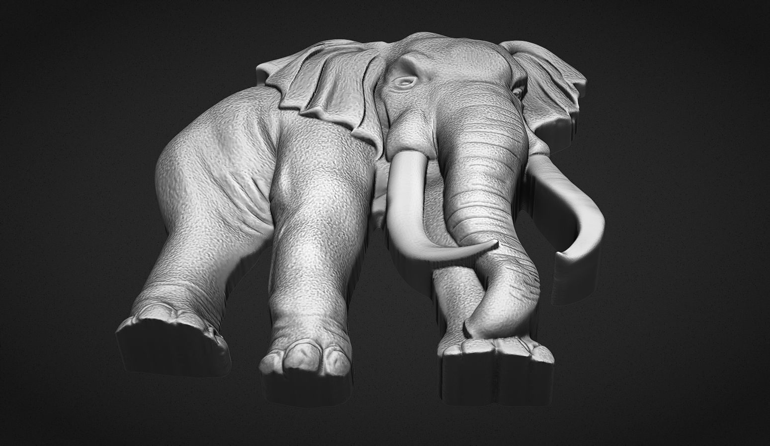 Elephant Bas Relief 3D print model_3