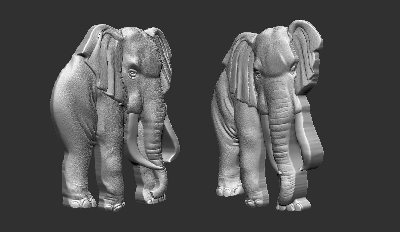 Elephant Bas Relief 3D print model_2
