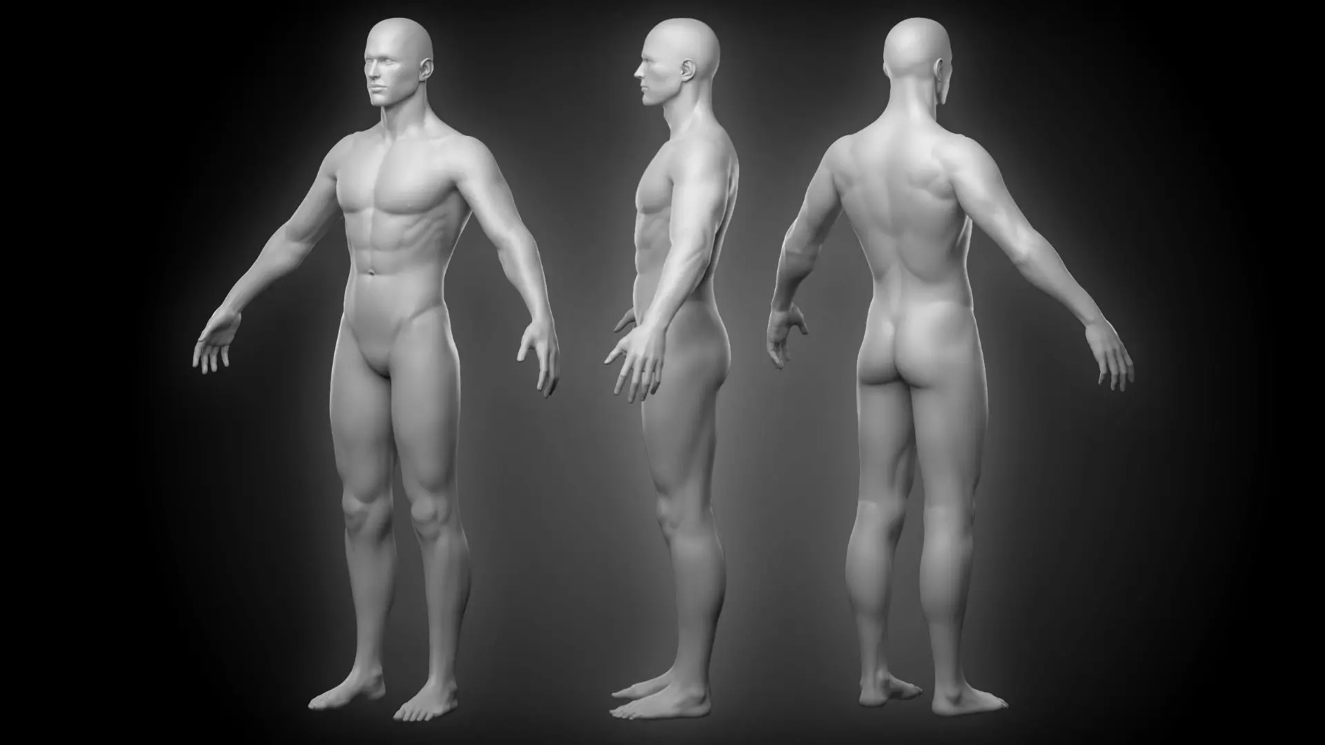 Realistic Man Body Basemesh 3D model_0