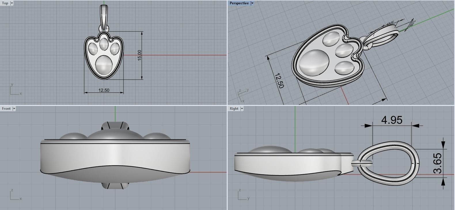 Rabbit lucky pendant model 320 3D print model_4