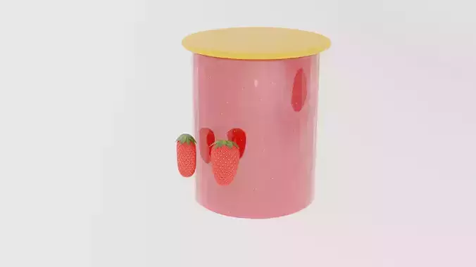Strawberries next to a jar of jam
