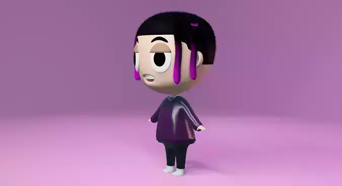 DREADLOCK BOY LOWPOLY HIPHOP CHARACTER CHIBI 