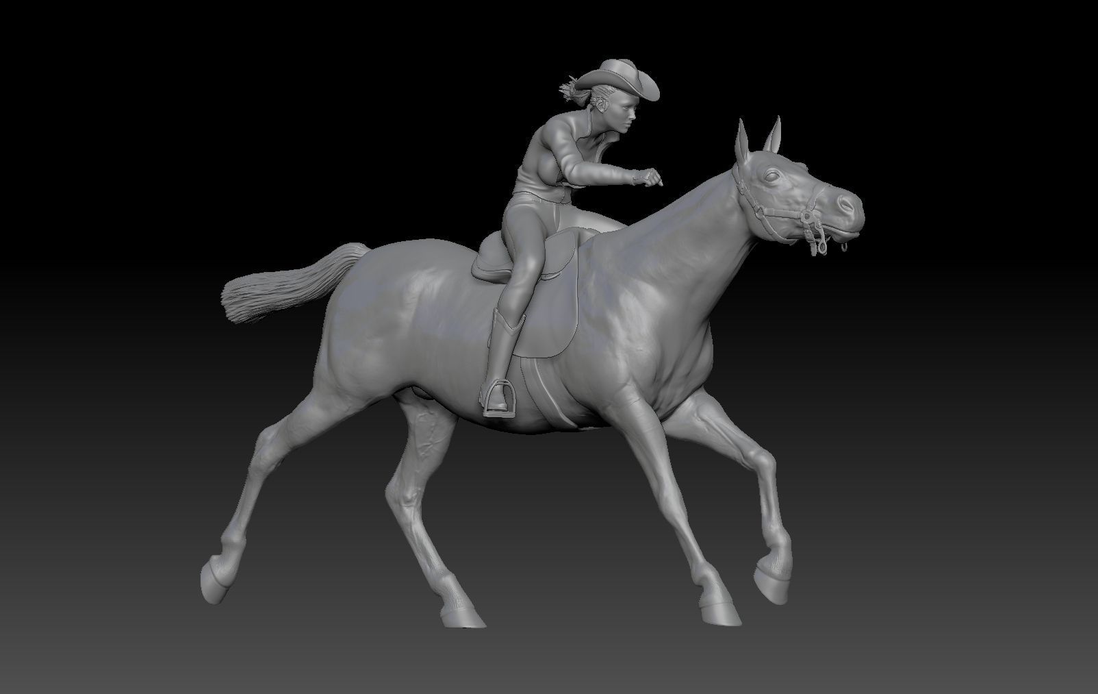 COWGIRL IN A BARREL RACE 3D print model_5