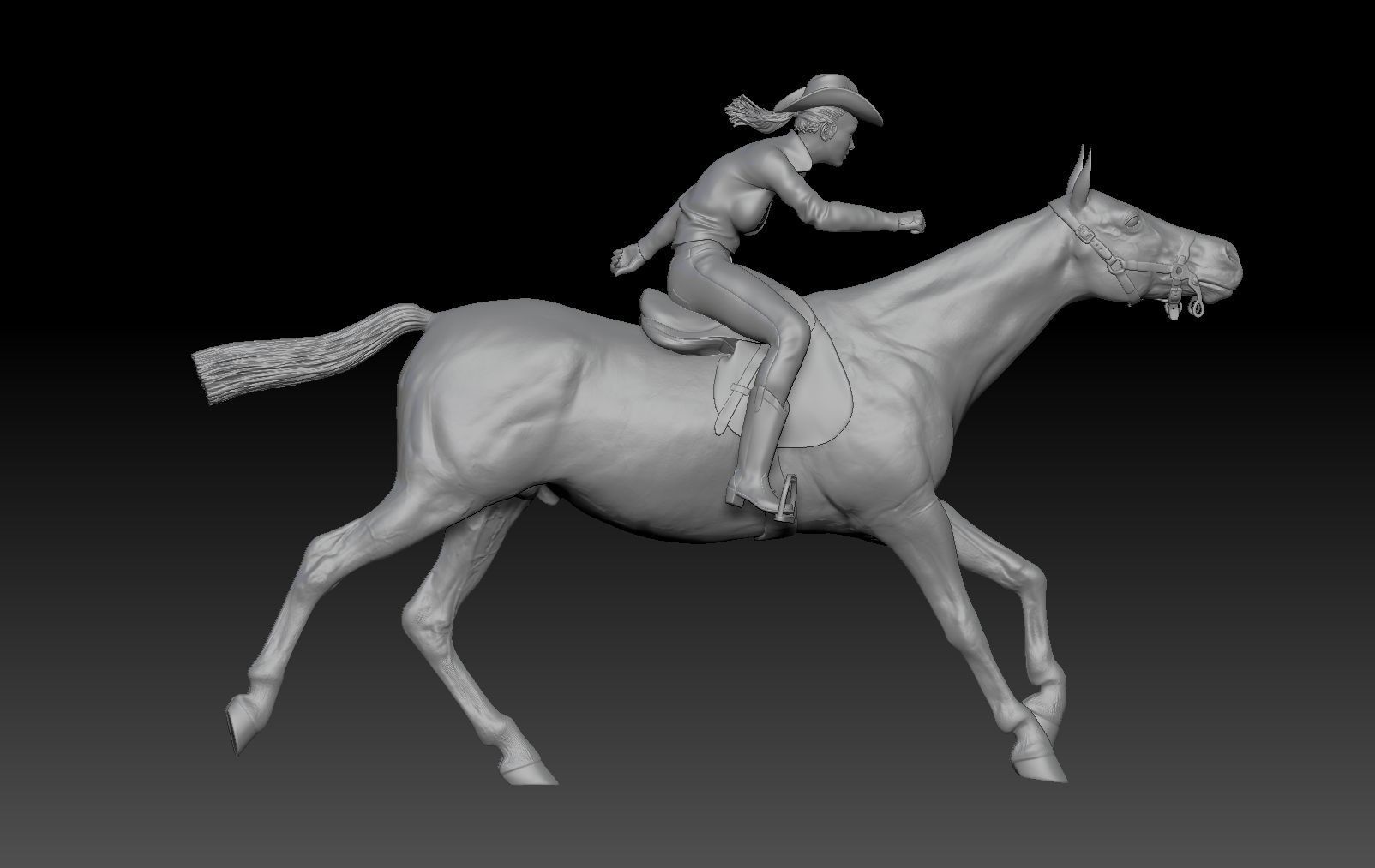 COWGIRL IN A BARREL RACE 3D print model_4