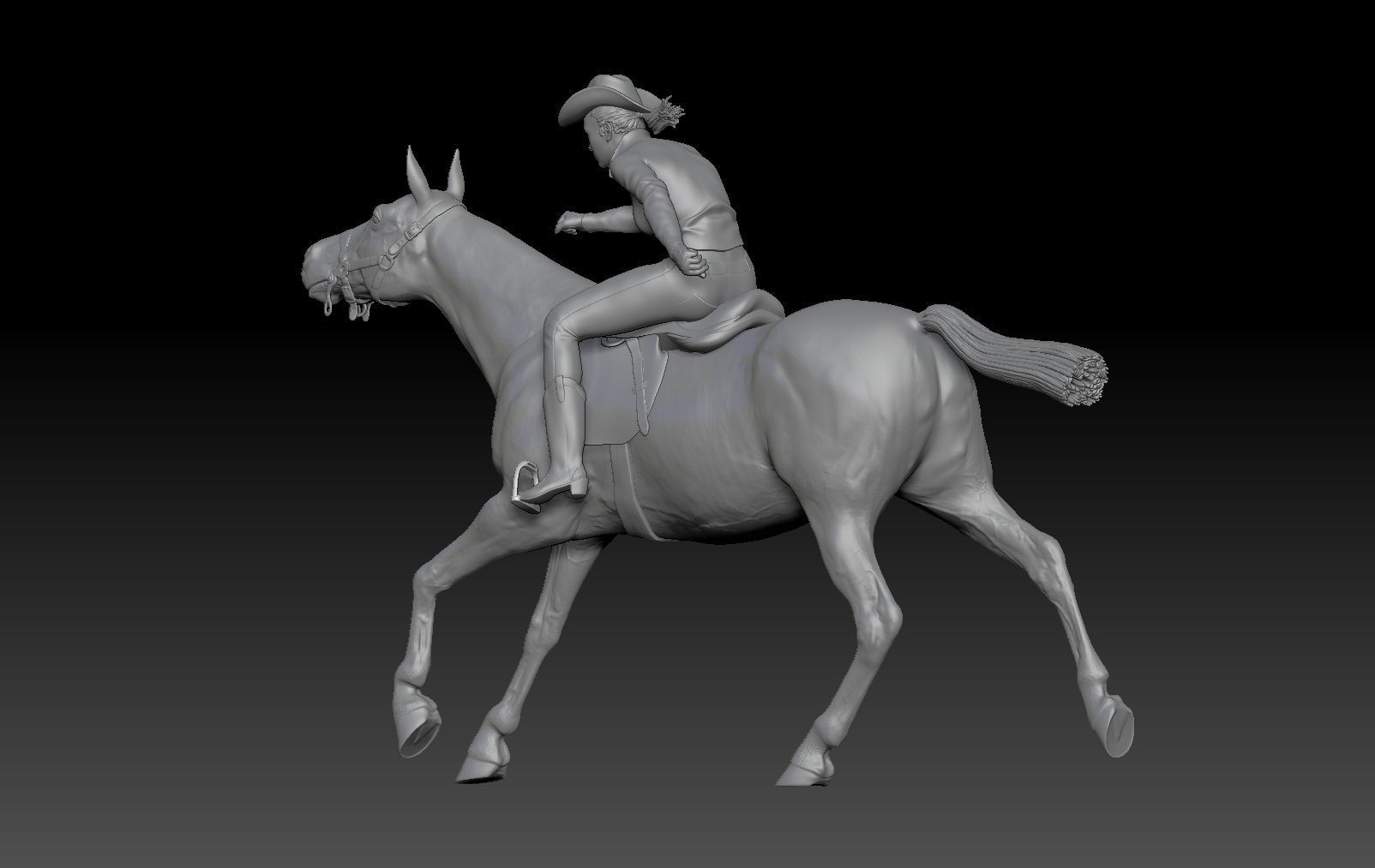 COWGIRL IN A BARREL RACE 3D print model_2