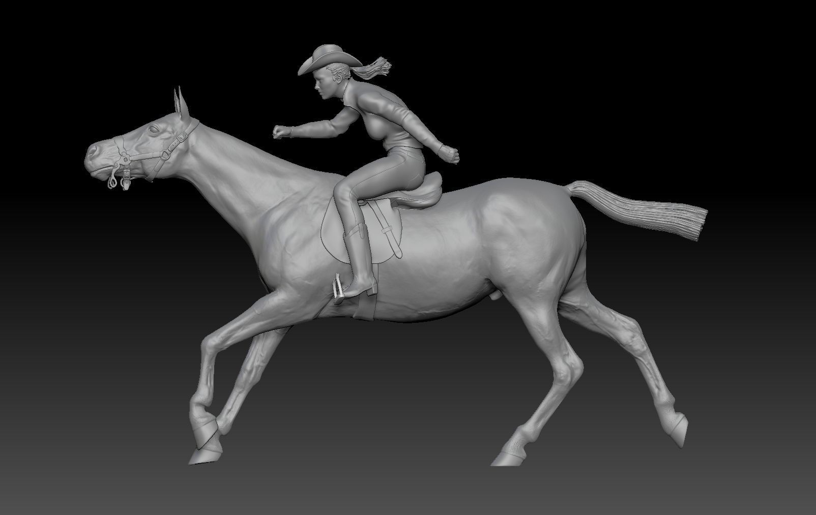 COWGIRL IN A BARREL RACE 3D print model_1