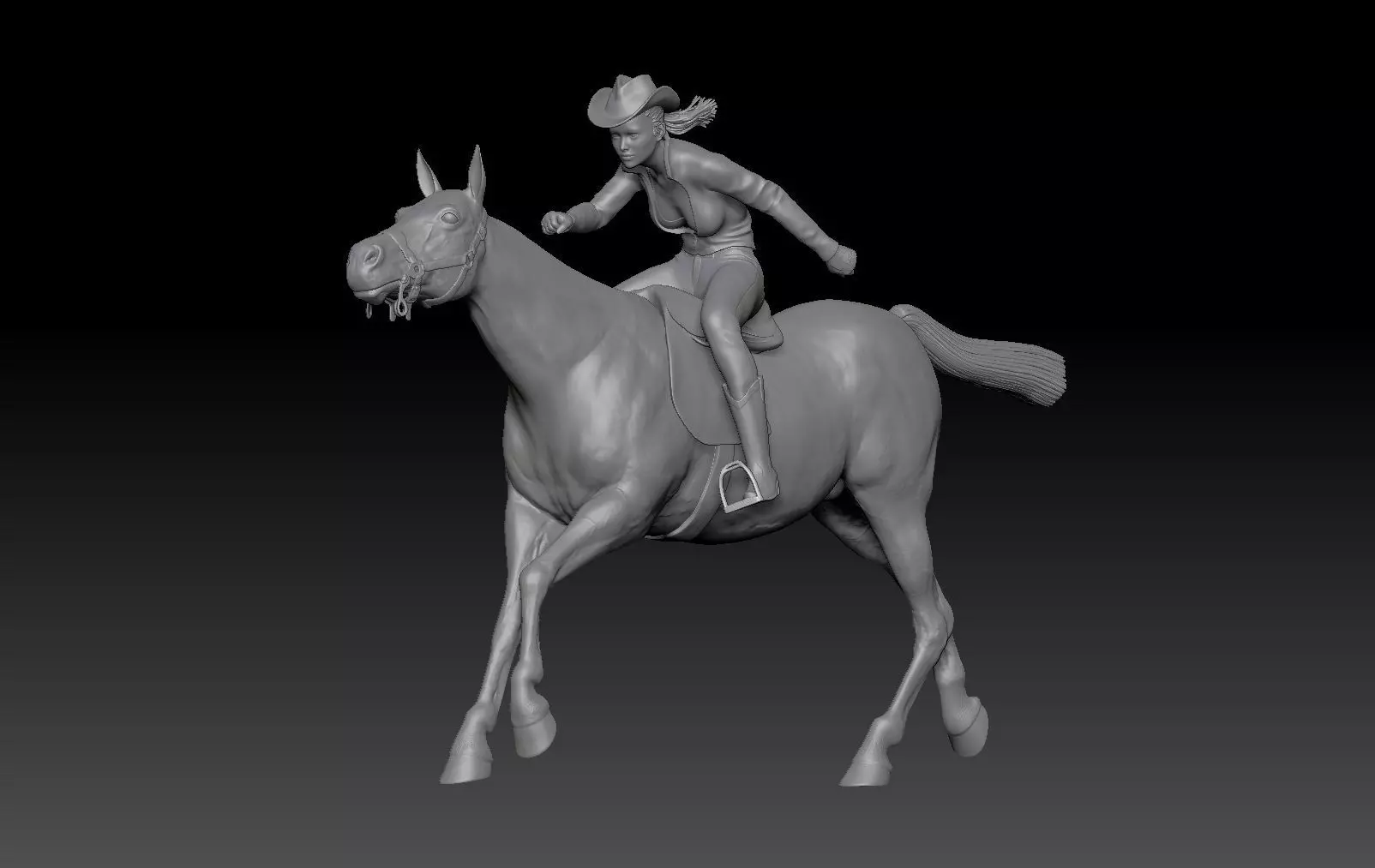 COWGIRL IN A BARREL RACE 3D print model_0