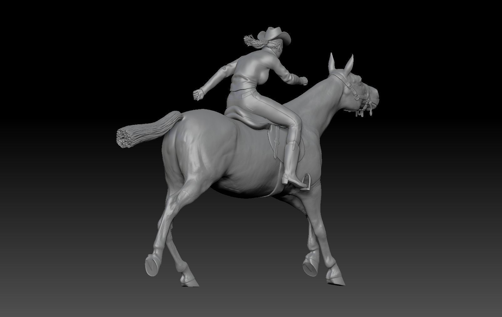 COWGIRL IN A BARREL RACE 3D print model_3