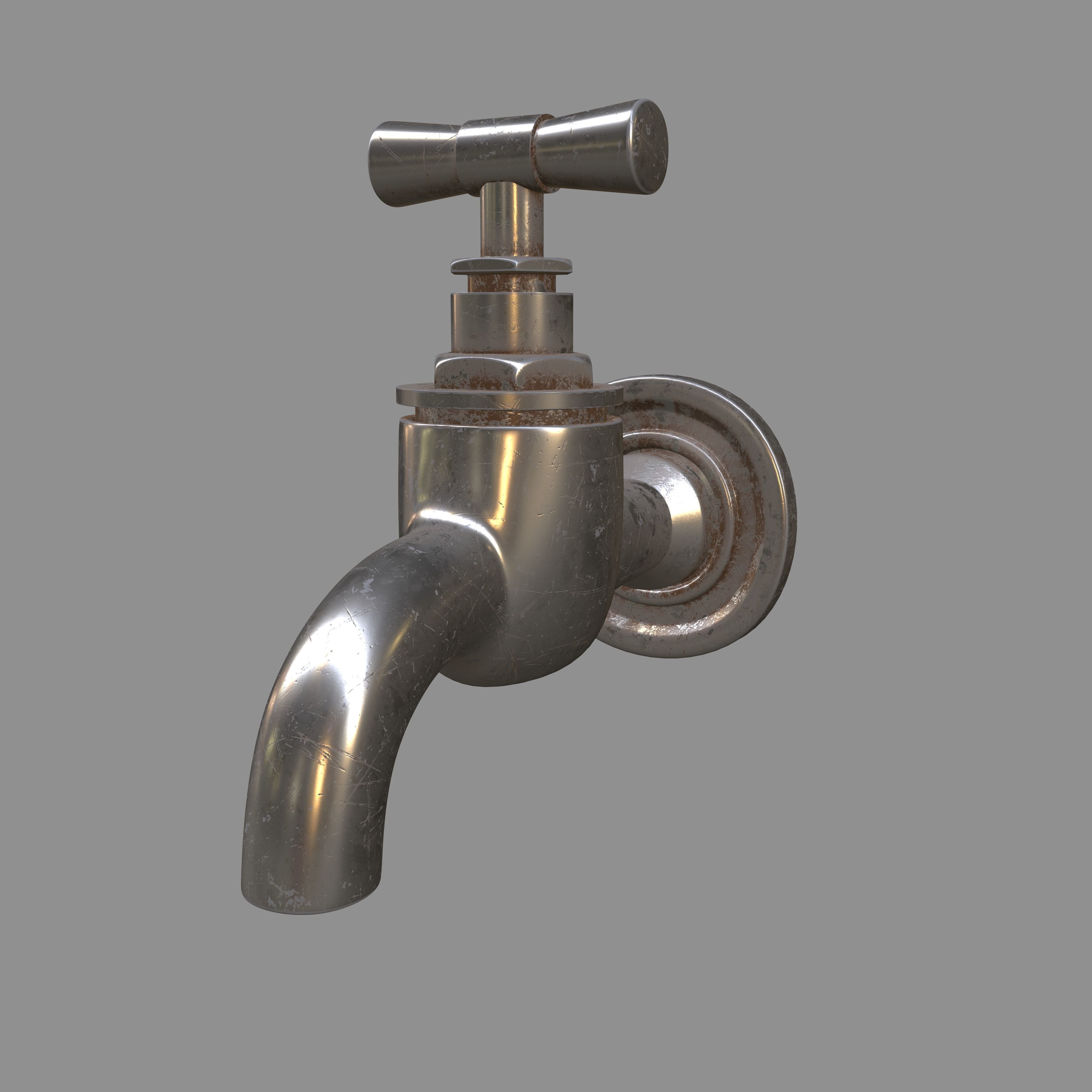 FOUNTAIN MODEL metal faucet Free 3D model_4
