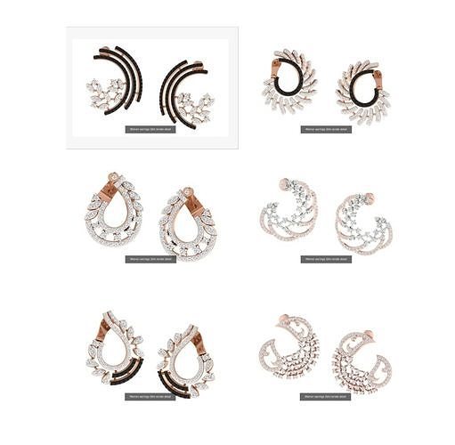 6 High Jewelry Galaxy Style Diamond Earrings 3dm renders details 3D Model Collection