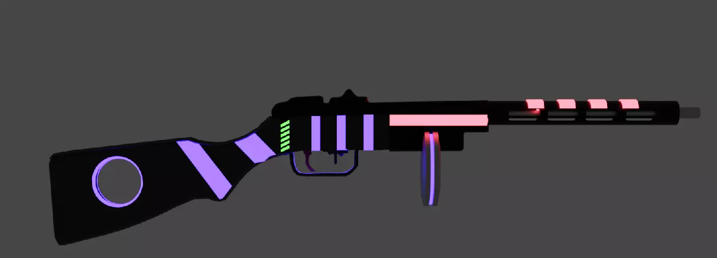 low-poly soviet automatic PPSH in cyberpunk style Free low-poly 3D model