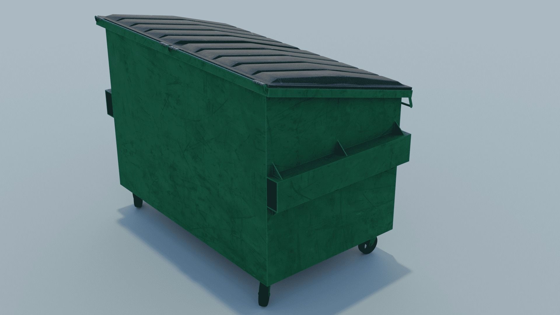 Dumpster trash can on wheels Low-poly 3D model_14