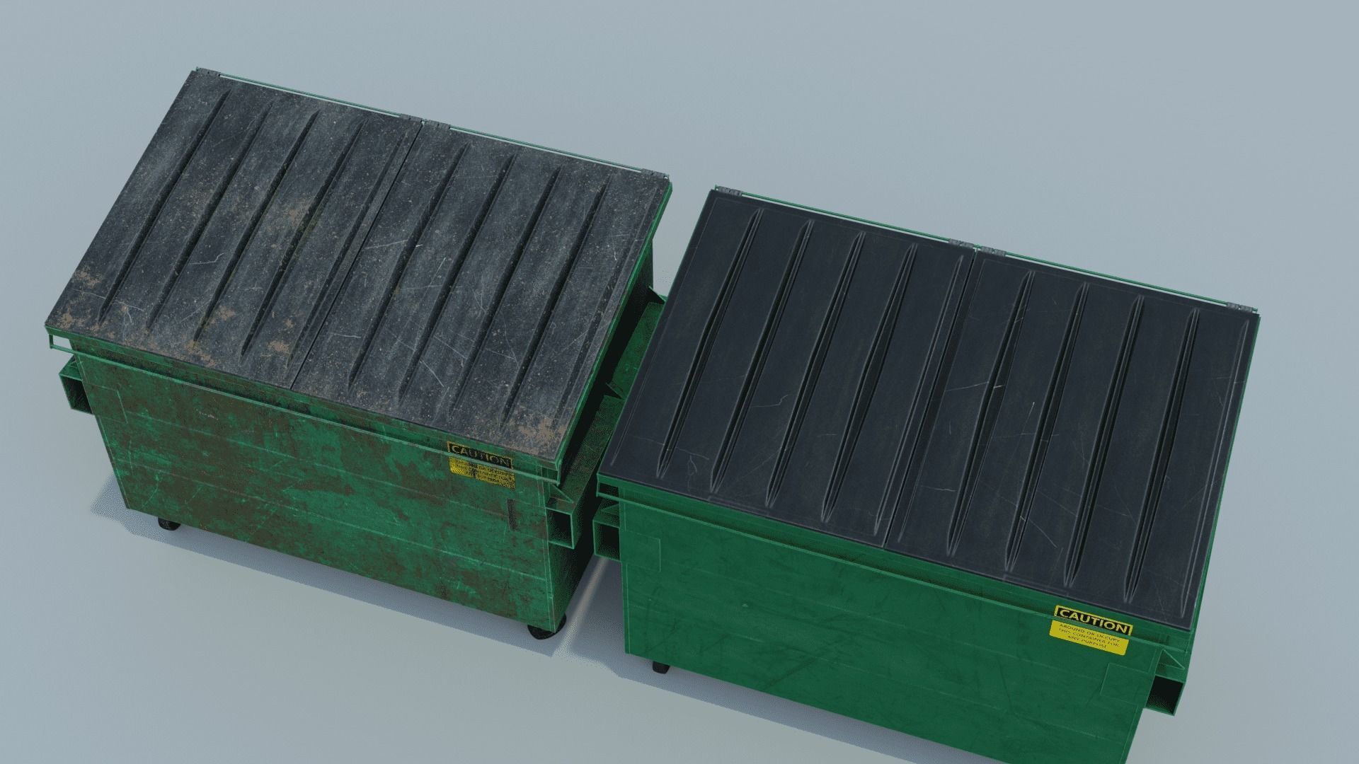 Dumpster trash can on wheels Low-poly 3D model_1