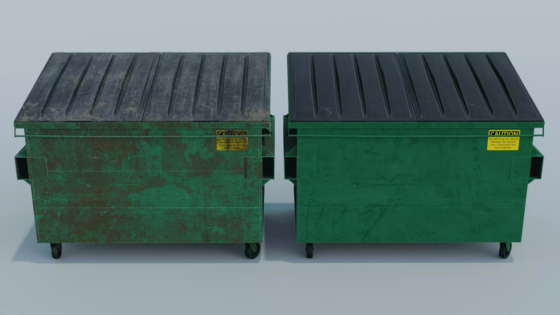 Dumpster trash can on wheels Low-poly 3D model_0