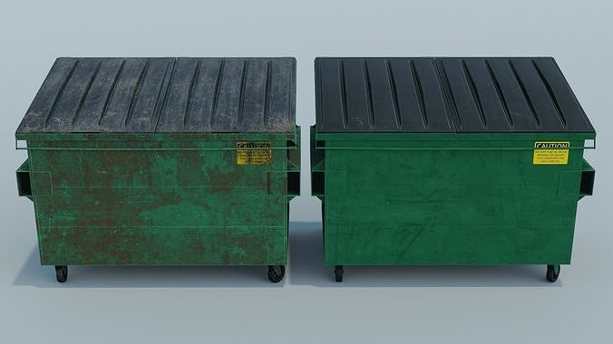 Dumpster trash can on wheels Low-poly 3D model