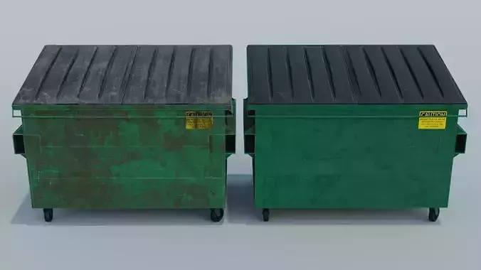 Dumpster trash can on wheels Low-poly 3D model