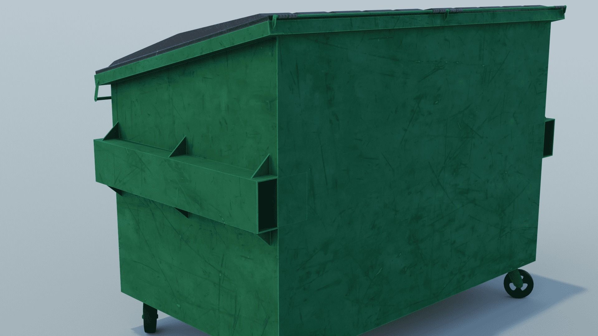 Dumpster trash can on wheels Low-poly 3D model_10