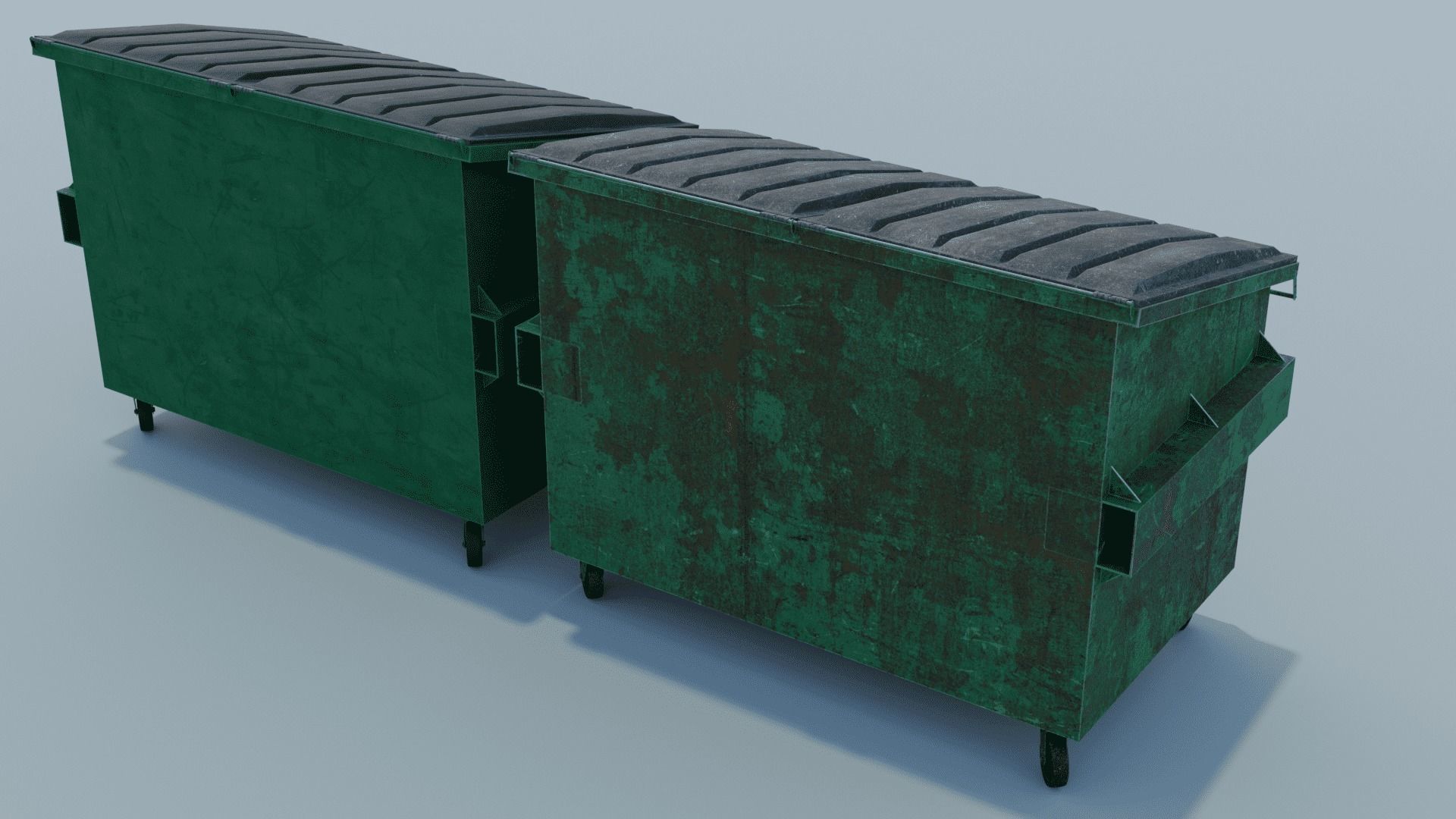Dumpster trash can on wheels Low-poly 3D model_4