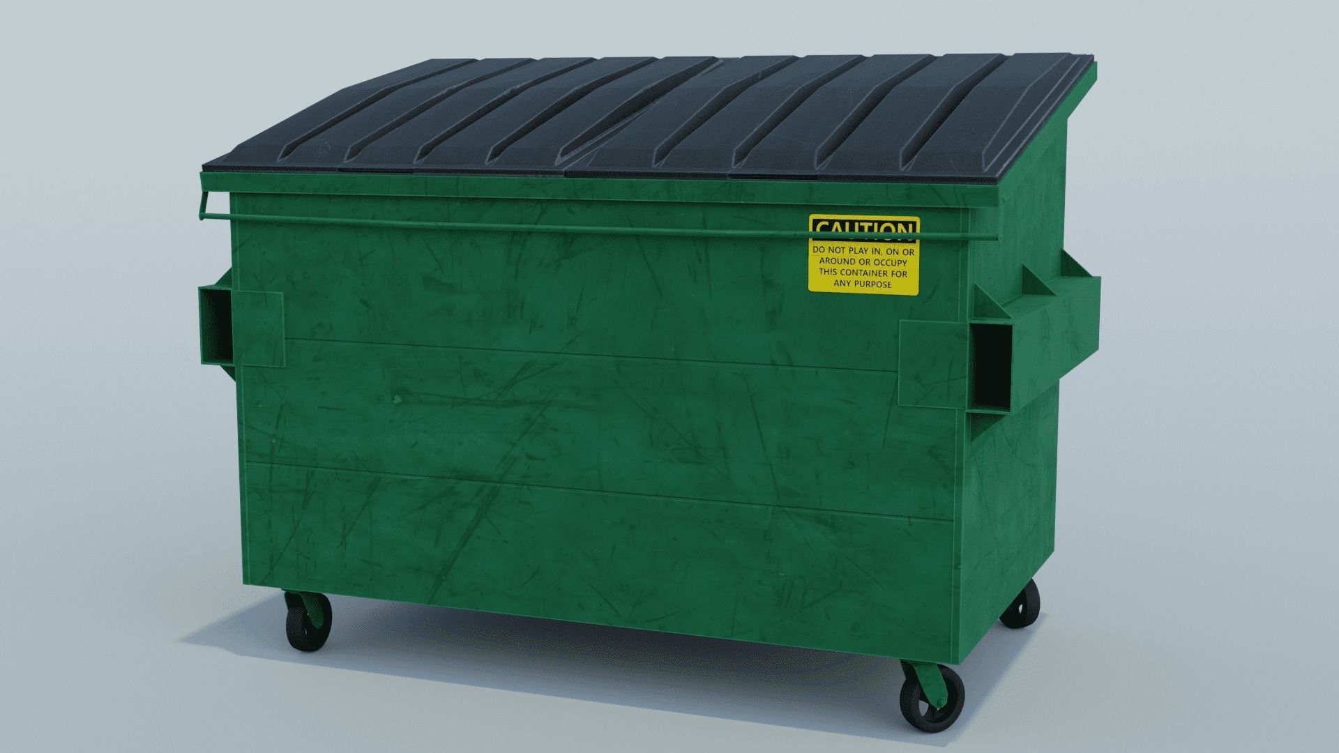 Dumpster trash can on wheels Low-poly 3D model_5