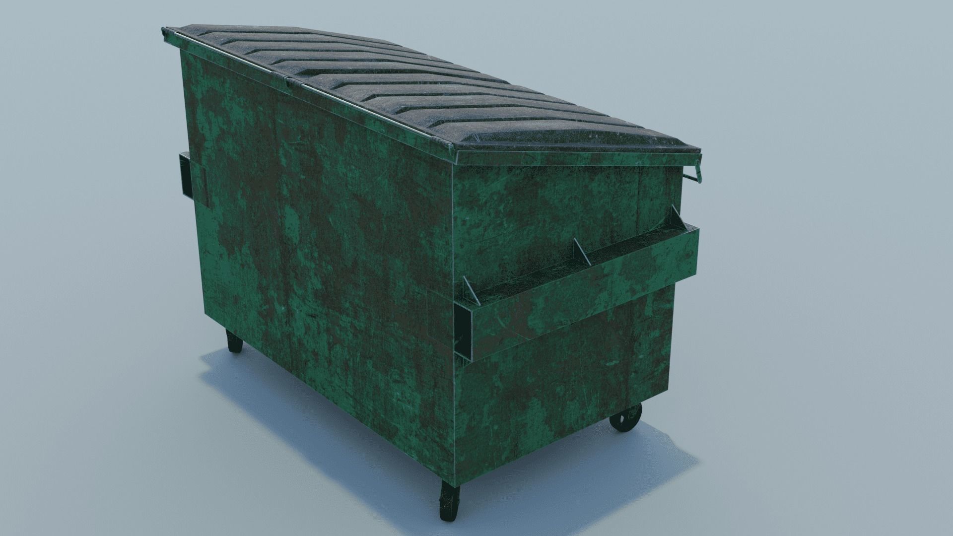 Dumpster trash can on wheels Low-poly 3D model_24