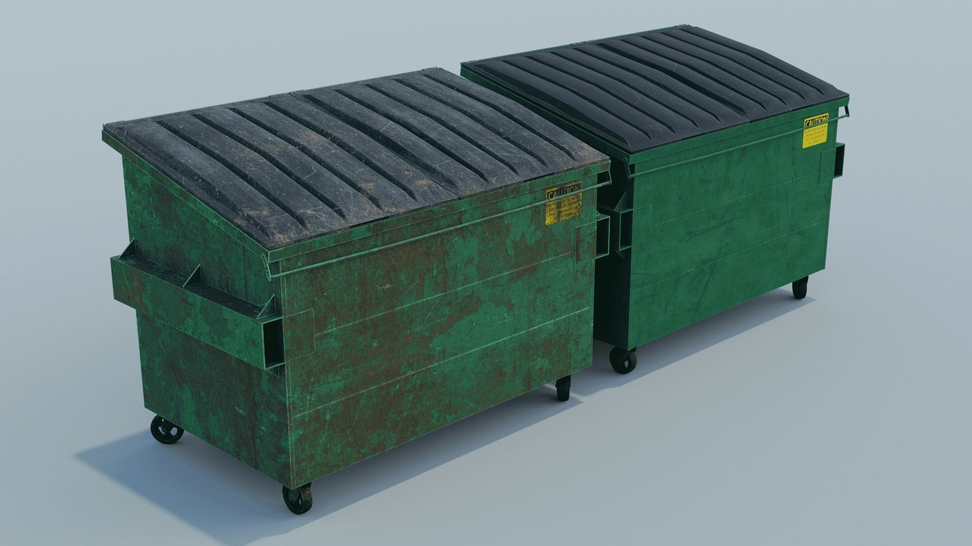 Dumpster trash can on wheels Low-poly 3D model_3